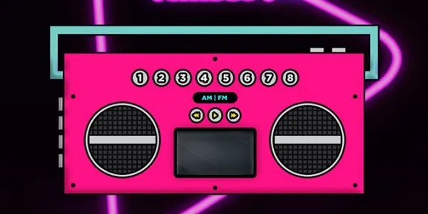 Une radio néon rose